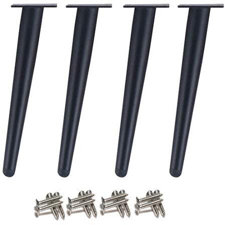 Drenky 4 Stück Schräge Tischbeine, Metallschrankbeine, Kegel Möbelbeine, 201 Edelstahl,Schwarz, 40 cm Höhe, No-Slip Silent Base Platzierung für Sofas, Tische und andere Möbelbeine