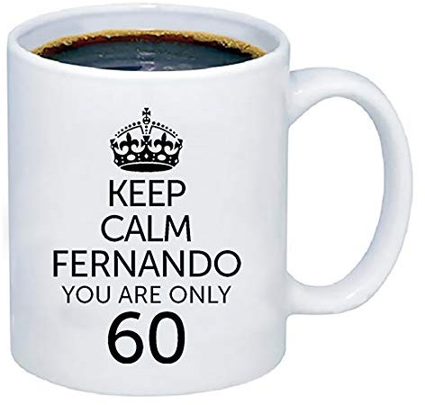 Regalo personalizado para cumpleaños: taza ‘Keep calm’ personalizable con su nombre y edad