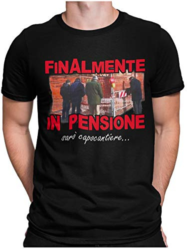 STAMPATEK Maglietta Pensione Capo Cantiere T-Shirt Pensionato Uomo Divertente Idea Regalo Festa Sorpresa Tshirt Ironica Manica Corta