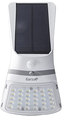 Garza - Aplique Solar LED de pared, 3.5 W, Con sensor crepuscular y detector de movimiento, Batería recargable, 430 lm, 2 tonos de luz 3000K y 6000K, Blanco