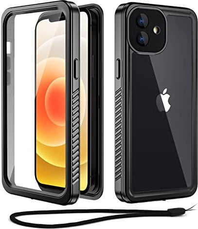 Beeasy Kompatibel mit iPhone 12 Mini Hülle Wasserdicht, Outdoor Militärschutz Stoßfeste Staubdicht Schutzhülle, 360 Grad Schutz mit Displayschutz für iPhone 12 Mini Case (5,4''), Schwarz