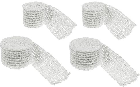 Cabilock 4 Rolle Fleischnetz Bratennetz Räuchernetz Fleisch Netz Rollbraten Netz Rollbratennetz Schinkennetz Elastische Netz für Einfüllrohr Kochzubehör 100/300 cm Weiß