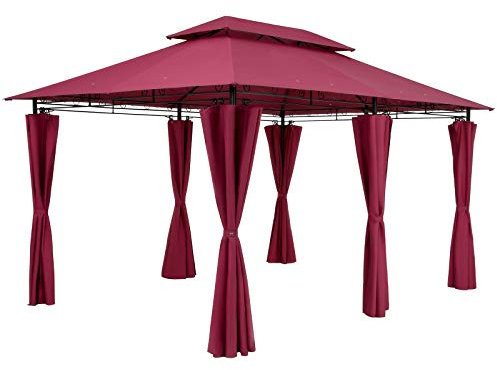 CASARIA® Pavillon de Jardin 3x4m Topas métal Hydrofuge Protection UV 50+ parois latérales Robuste tonnelle de Jardin extérieur pergola Tente Rouge