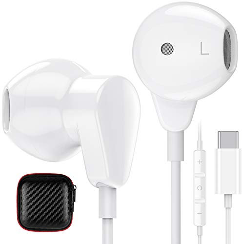 Cuffie USB C per Samsung S23 S22 Ultra S21 FE A53 A33 Z Flip 4,Auricolari Tipo C Cuffiette USB C in-Ear con Microfono,Controllo del Volume per XiaoMi Pad 5 12S Ultra 11T Pro,Google Pixel 6a 7 OnePlus