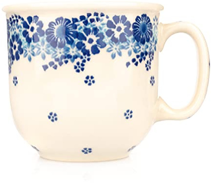 Handdekorierte Bunzlauer Keramiktasse Wojmir, 280 ml, für Kaffee und Tee, Dekor U212