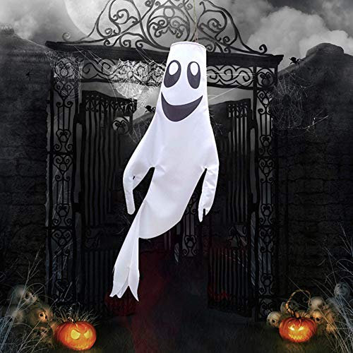 ITODA Halloween Banner Geist Luftballon Halloween Requisiten Lang Hängedeko Ghost Halloweendeko Gruselig Hängedekoration Bäume Haustür Türdekoration Garten Veranda Deko Horror Partybanner Spukhaus
