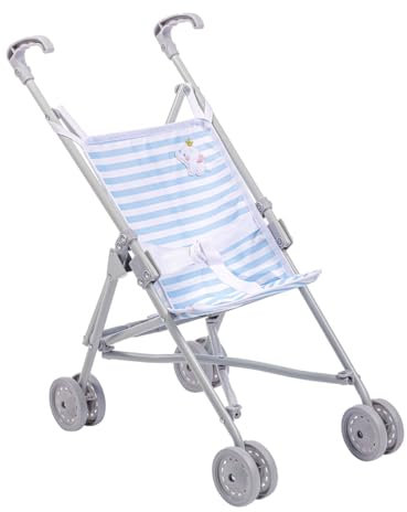 Jc Toys- Regenschirm Faltbarer Kinderwagen, für Puppen bis zu 45 cm, ideal zum Spielen und Spazierengehen, weiß und rosa gestreift, Elefantendekoration, entworfen von Berenguer, +2 Jahre alt