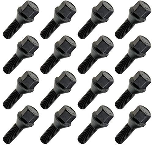 16x Radschrauben M12x1,5 Radbolzen Kegel 60° Kegelbund SW17 35mm Schwarz