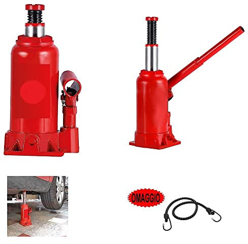 Compatible avec Mini Minor Cric hydraulique de 3 tonnes à bouteille pour voiture, véhicules CRIK en métal avec marteau intégré pour levage de voiture, changement de roue hauteur de 17 à 33 cm