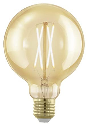 EGLO E27 LED Lampe dimmbar, Golden Vintage Deko Glühbirne, Globe Leuchtmittel Retro, 4 Watt (entspricht 28 Watt), 300 Lumen, warmweiß, 1700 K, Edison Birne G95, Ø 9,5 cm