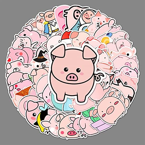 50pcs niedliche rosa Schwein-Aufkleber Kawaii Tier Aufkleber für Auto Fahrräder Skateboard Laptop Hydroflask Computer Handy Gitarre Skateboard,Vinyl wasserdichte Ästhetische Aufkleber für Kinder