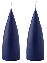 Kunstindustrien® Stumpenkerzen, Hergestellt in Dänemark, 43 Farben verfügbar, Kegel Kerze, Durchgefärbte Stumpenkerze lange Brenndauer von 15 Stunden, Kerzen Deko, 2 Stück, 6,5 x 16cm (Antikblau)