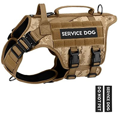 Taktisches Hundegeschirr – PETNANNY Hundegeschirr, Service-Hundeweste für große Hunderassen, Klettverschluss für Service-Hundeflicken, Arbeitshunde, Training (Desert Camo, M)