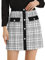 Allegra K Damen Winterrock Hoher Taille Elegant Kontrastfarbe Knopfdekor Tweed Karo Minirock Weiß S