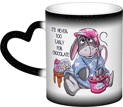 Lawenp Kaffeetasse für I-Ah, die magische Farbtemperatur ändert, wärmeempfindliche Kaffeetassen (313 ml), schwarz