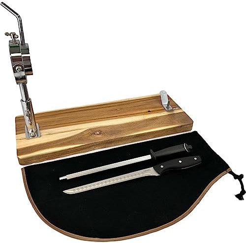 NERTHUS Jambonier Tête Rotative et Télescopique + Couverture de Jambon Noire + Aiguiseur manuel + Couteau à Jambon, Noir