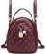 VX VONXURY Rucksack Damen Klein, Mini Rucksack Elegant, Pu Leder 2 in 1 Reiserucksack mit Abnehmbarem Riemen für Reisen Arbeit Freizeit Schule (Burgund)