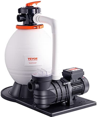 VEVOR Pompa Filtro a Sabbia per Piscine Fuori Terra, 18000 L/h, Kit Combo Pompa Filtrazione per Piscine, 400 mm, 850 W, con Valvola a 6 Vie, Cestello Filtrante, per Piscine Domestiche e Commerciali