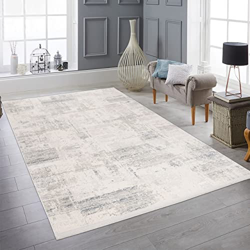 Teppich-Traum Moderner feiner Wohnzimmer-Teppich | glänzend & hochwertig | in blau-weiß, 160 x 230 cm
