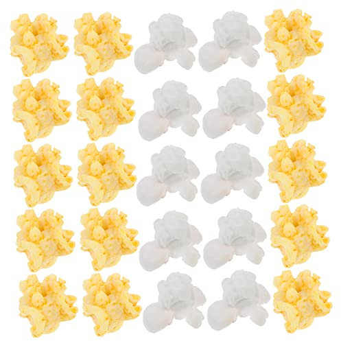 VILLCASE 20st Künstliches Popcorn Anhänger Aus Speiseharz Essen Kawaii Charms Für Die Schmuckherstellung Magnet-ohrring Popcorn-dekoration 3d-telefonhülle Diy Ornament Armband Miniatur Weiß