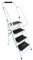 HH Home Hut 4 Step Ladder - Compact Folding Step Stool for Kitchen, Garage Non Slip Large Four-Step Rail Handle Ladder with Fold Away Steps