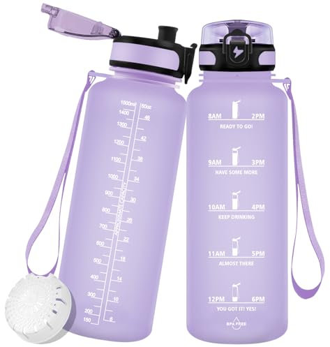 Vikaster VK-TY-SDZYG-1500ML-M-Purple-2617C-VC Bouteille d'eau, Gourde Sport, BPA, Étanche & Réutilisable, Convient pour la Gym, Le Yoga, Le Camping Unisex-Youth, Violet 1.5L, 1500ml