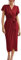 GRACE KARIN Damen Elegant Geburtstagskleid Slim Fit Bodycon Rockabilly Plissiert Cocktailkleid Kurzarm V-Ausschnitt Partykleid Weinrot L