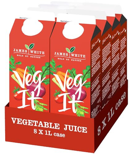 James White Veg It 1L Cartons - Vegetable Juice - All Natural - Vegan - No Added Sugar (Pack of 8)