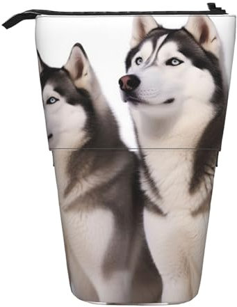 Nadie Bedrucktes Federmäppchen mit Husky-Motiv, Stehender Stifthalter, Teleskop-Federmäppchen, Pop-Up-Make-up-Tasche, Husky-Hunde, Einheitsgröße, Taschen-Organizer