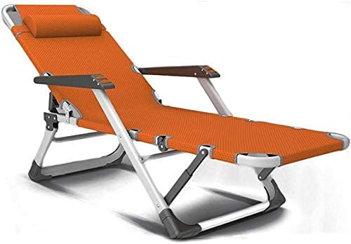 Terrassenstühle, zusammenklappbar, robust, Sonnenliege, faltbar, Schwerelosigkeit, Liegestühle, wasserdicht, Chaiselongue, Liegestühle, Metall für Garten, Terrasse, Möbel, Außenbereich (Orange A)