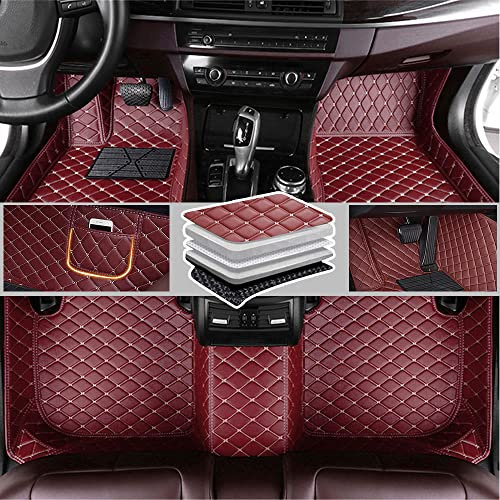 Romanbin Nach Maß Auto Fußmatten Antirutschmatten Kompatibel mit Dodge Caliber Challenger Charger Durango Grand Caravan RAM,PU-Leder Allwetter Auto Fussmatten (Rotwein)