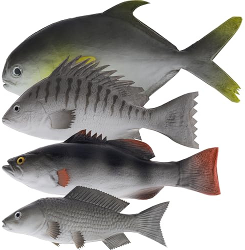 Meiwlong 4 Stück Künstliche Fisch,Kunststoff Schaumstoff Fische Dekoration | Kunststoff & Schaumstoffmaterial, kein verblassen oder verrotten, Heimküche Partei Dekor