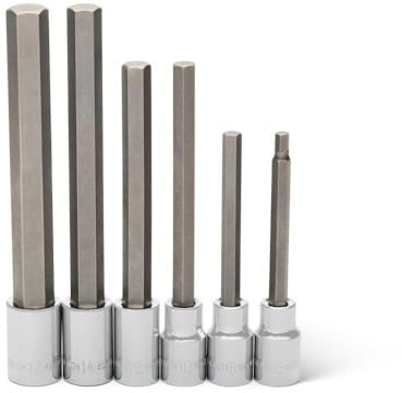 GEARWRENCH Long Hex Bit Socket Set 1/2 Drive 6 Piece MM | 82588