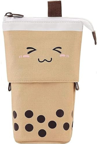 XCHANJUN Federmäppchen Cartoon Bleistifthalter Nylon Niedlich Bubble Tea Mäppchen Tasche Schreibwarenetui Geschenk Einziehbare Tasche Bleistifthalter Bewerben aufMädchen Jungs Briefpapierkasten