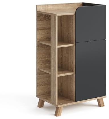 Vicco Armario bajo Karen, Antracita/Sonoma, 50 x 90 cm con Puerta y cajón