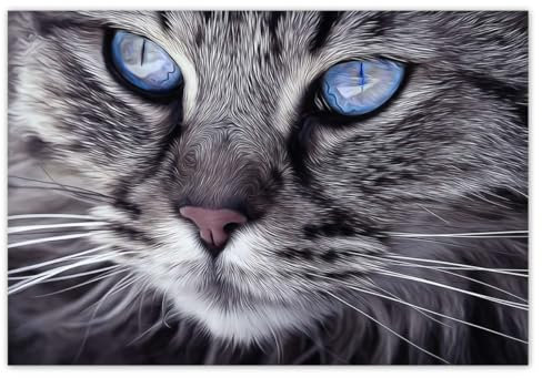 H4100M_TV5BK Papier peint intissé Motif chaton aux yeux bleus 152 x 104 cm