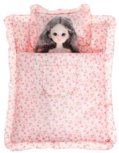 TOYANDONA Strawberry Doll Sleeping Bag Miniature Dollhouse Bedding Set Soft Dollhouse Blanket Accessory for Baby Dolls Cute Bedroom Decor 1 Set