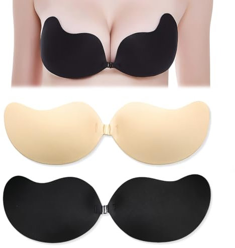 CATOR 2 Paia Reggiseno Invisibile Adesivo, Senza Spalline Push Up Copricapezzoli, Riutilizzabile Traspirante Pasta