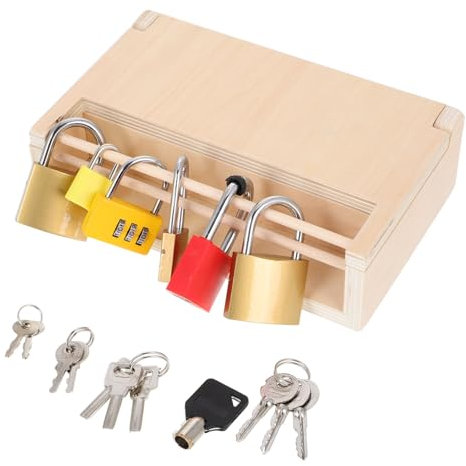 Toyvian Educational Toy for Boys and Girls Old Keys Mini Locks Wiggle Board Escape Room Locks