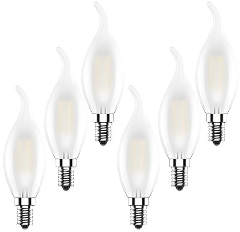 ITALASA E14 LED Warmweiss,4W Lampe in Kerzenform, Matt LED Filament Kerze Birne,Windstoß,2700K,6 Stück