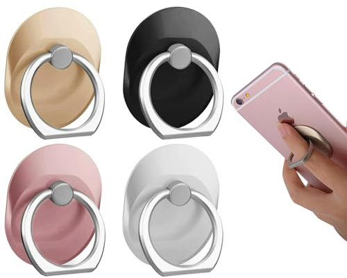 WOLMIK Mobile Phone Ring Holder, Pack of 4 Ring Holder, Finger Grip Ring Stand, 180 Degree Rotation Ring Stand, Compatible with Various Mobile Phones, Tablets, Readers