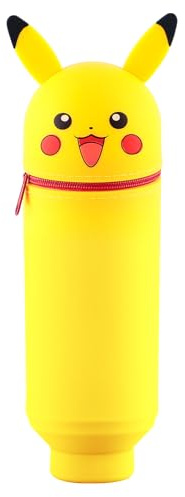 Hkyiowdp Silikon Federmäppchen, Blau Mäppchen mit Zip-Deckel, Niedlicher Cartoon Stifte Federmäppchen, Silikontasche Etui, Gelb