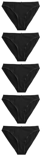 NEXT Damen Slips mit hohem Baumwollanteil und hohem Beinausschnitt, 5er-Pack Schwarz 36