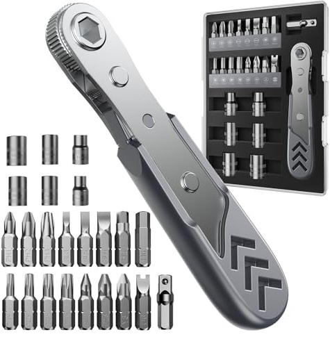 AXTH 23in1 Right Angle Ratcheting Screwdriver Set, 1/4 Driver Repair Tool