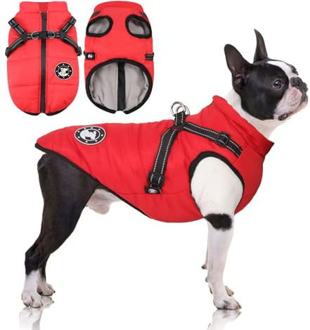 LUOWAN Dog Coats Waterproof, Reflective Outdoor Sports Vest for Dogs, Winter Dog Jacket with Harness for Puppy Small Medium Large Dogs