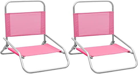 Chaise de Plage Pliable, Lot de 2 en Tissu Oxford et Structure Acier, Léger et Portable, Support Dos Confortable, Fauteuil de Plage, Siège de Plage, pour Plage, Camping, Jardin, Rose, 51x61x58 cm