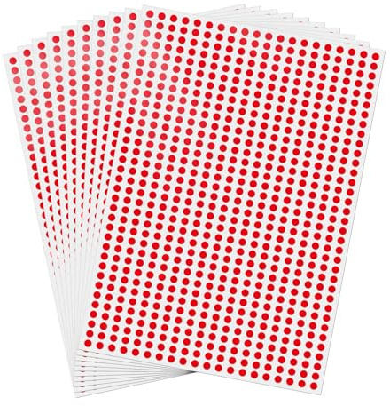 FINDAT 7000 Stück, 6.3 mm Klebepunkte Runde Punktaufkleber Etiketten Rot | Selbstklebend, wasserfest, Vinyl, Kalender, Büro, Schule, Farbcodierung, Markierungspunkte