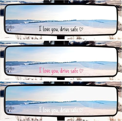 Vibbang 16 Stück I Love You Drive Safe Aufkleber, Ich Liebe Dich Fahr Vorsichtig Aufkleber, 11 * 2 cm Ich Rückspiegel Aufklebe-r für Spiegel und Fenster, Auto Geschenke für Männer Frauen