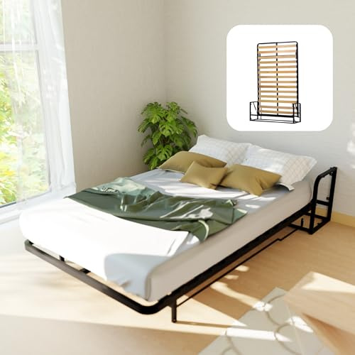 Wallbedking - Schrankbett 120 x 200 Murphy – vertikales Wandklappbett platzsparend mit Lattenrost, Wandbett für Gästezimmer & kleine Räume, einfache Montage
