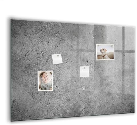 Dekorative Glas-Magnettafel | Komplettset mit Neodym-Magneten, Marker & Schwamm | Hochwertiges Sicherheitsglas | Perfekt für Notizen & Terminübersicht- 100x70 - Industriewand
